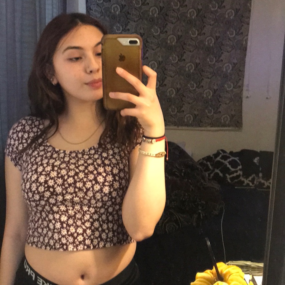 Purple flower crop top